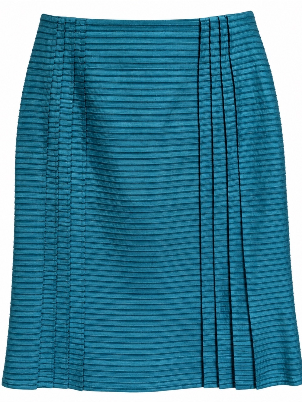 Akris Punto Silk Teal Textured Pencil Skirt - Women Size 4